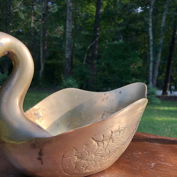 Mid Century Modern Brass Swan Trinket Bowl - Picture 6 of 9